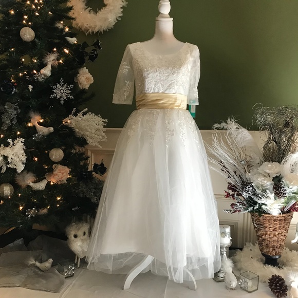 Dresses & Skirts - Formal evening gown or Wedding Dress with 1/2 length sleeves